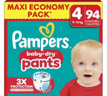 PAMPERS Baby-Dry Pants – Couches-culottes taille 4 (9-15 kg) 94 culottes