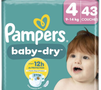 PAMPERS – Baby-Dry Taille 4 (9-14 kg) 43 couches