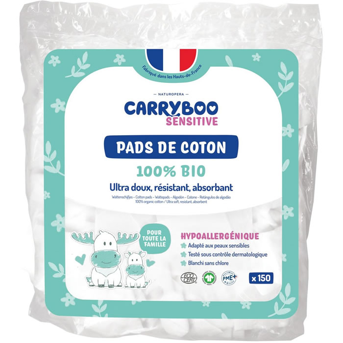 CARRYBOO - Cotons carrés bio 150 cotons