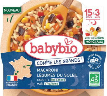 BABYBIO – Macaroni aux légumes du soleil, carotte, maïs 200 g