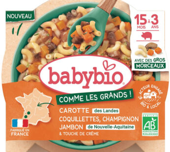 BABYBIO – Carotte, coquillettes, champignon et jambon 200 g