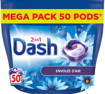 DASH Lessive capsules 2 en 1 envolées d&rsquo;air Grand Format 50 lavages