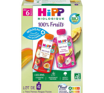 HIPP 100% Fruits – Assortiment de desserts 2 variétés 4 x 90 g