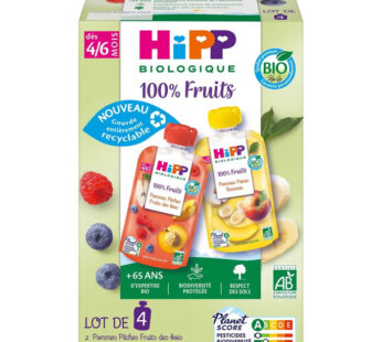HIPP 100% Fruits – Assortiment de desserts 2 variétés 4 x 90 g