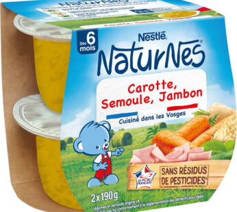 NESTLE Naturnes – Carotte, semoule et jambon dès 6 mois 2 x 190 g