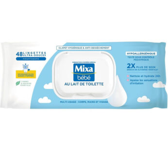 MIXA Bébé – Lingettes nettoyantes au lait de toilette 48 lingettes