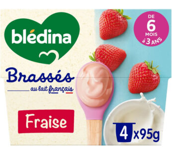 BLEDINA Les Brassés – Dessert à la fraise 4 x 95 g