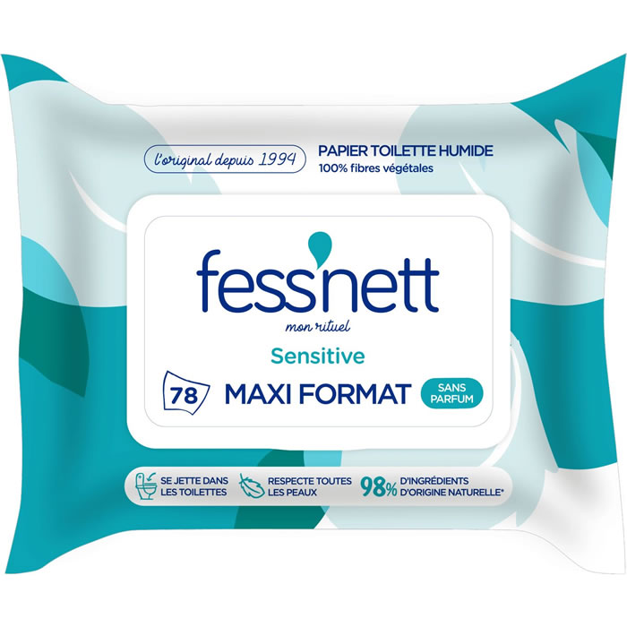 FESS'NETT Sensitive Lingettes papier toilette Grand Format x78