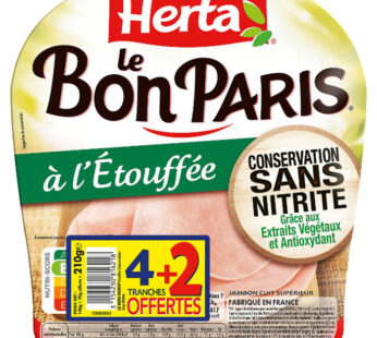 HERTA Le Bon Paris Jambon cuit à l&rsquo;étouffée sans nitrite
