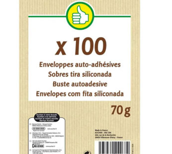 AUCHAN Essentiel – Enveloppes auto-adhésives 162 x 114 mm (100 enveloppes)