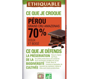 ETHIQUABLE – Tablette de chocolat noir 70% bio – 100 g