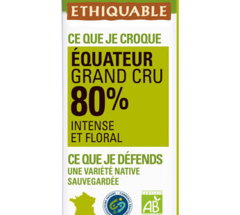 ETHIQUABLE – Chocolat noir 80% Équateur bio 100g