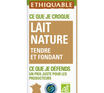 ETHIQUABLE – Tablette de chocolat au lait bio 100g