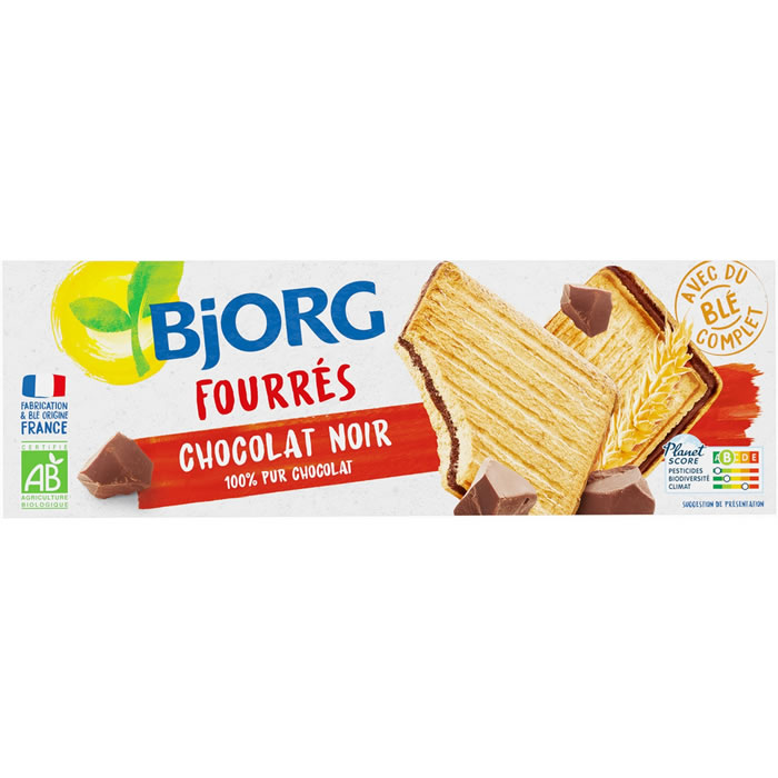 BJORG - Biscuits fourrés au chocolat noir bio 225 g