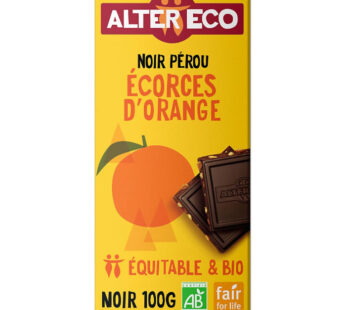 ALTER ECO – Chocolat Noir aux écorces d&rsquo;orange confites bio 100 g