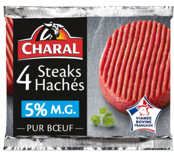 CHARAL – Steaks hachés pur boeuf 5% M.G 4 x 100 g