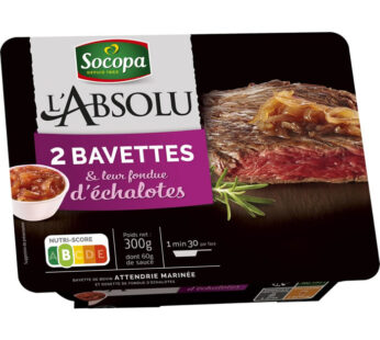 SOCOPA L&rsquo;Absolu – Bavettes de boeuf marinées et fondue d&rsquo;échalotes 2 x 120 g