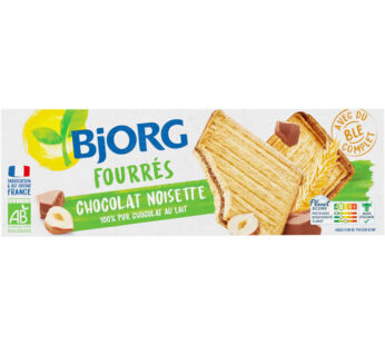 BJORG – Biscuits fourrés au chocolat au lait et noisette bio 225 g