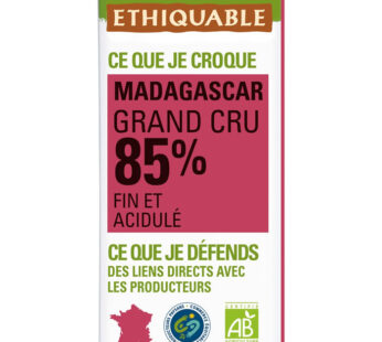 ETHIQUABLE – Tablette de chocolat noir 85% bio – 100 g