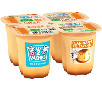 Les 2 Vaches – Flan à la vanille et caramel bio 4x100g