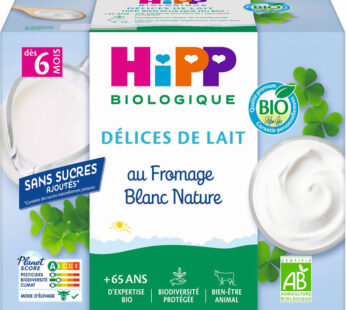 HIPP – Fromage blanc nature dès 6 mois bio – 4 x 100 g