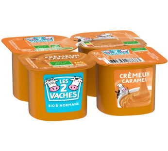 Les 2 Vaches – Crème dessert au caramel bio 4x95g