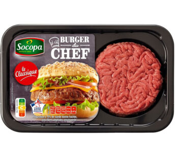 SOCOPA – Burger du chef hachée de viande bovine et fibre végétale 2 x 125 g
