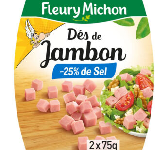 FLEURY MICHON – Dés de jambon cuit -25% de sel (2 x 75 g)