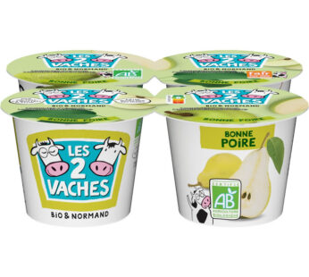 LES 2 VACHES – Yaourts à la poire bio – 4 x 115 g