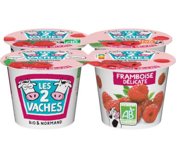 LES 2 VACHES – Yaourts à la framboise bio 4 x 115 g