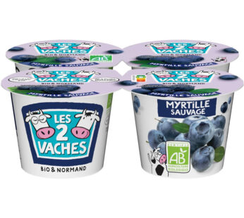 LES 2 VACHES – Yaourts à la myrtille bio 4 x 115 g