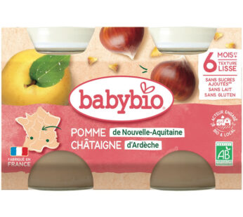 BABYBIO – Pomme et châtaigne d&rsquo;Ardèche dès 6 mois bio – 2 x 130 g