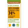 ETHIQUABLE - Tablette de chocolat noir 74% bio - 100 g
