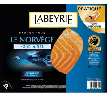 LABEYRIE – Saumon fumé de Norvège -25% de sel 130 g
