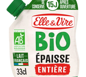 ELLE&VIRE – Crème épaisse entière 30% M.G bio – 33 cl
