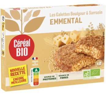 CEREAL BIO – Galettes sarrasin et boulgour à l’emmental bio – 2 x 100 g