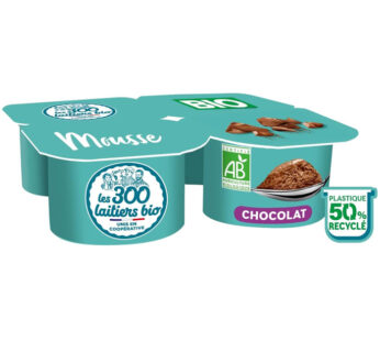 Les 300 Laitiers Bio – Mousse au chocolat bio 4x75g