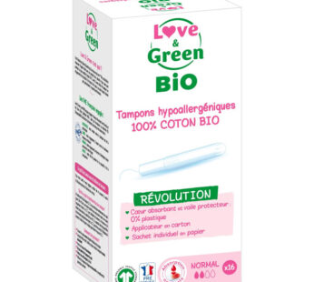 LOVE & GREEN – Tampon avec applicateur coton hypoallergéniques bio – 10 tampons