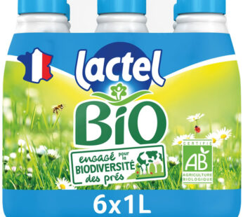 LACTEL – Lait demi-écrémé UHT bio 6 x 1 L