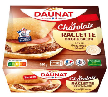 DAUNAT – Burger charolais, bacon et raclette sauce fromage blanc