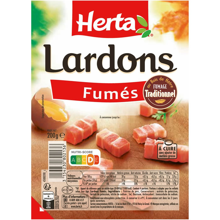 HERTA - Lardons fumés (200 g)