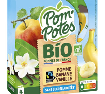 POM&rsquo;POTES – Dessert pomme et banane sans sucres ajoutés bio 4 x 90 g