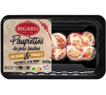 BIGARD – Paupiettes de porc lardées au cheddar et à la tomate 3 x 125 g