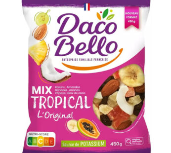 DACO BELLO Mix Tropical – Mélange raisins, amande, banane, ananas, papaye et coco 450 g