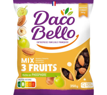 DACO BELLO Mix 3 Fruits – Mélanges raisins, noisettes et amandes 350 g