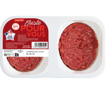 JUSTE POUR VOUS – Steaks hachés pur boeuf 15% M.G 2 x 100 g