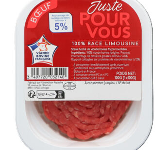 JUSTE POUR VOUS – Steak haché pur boeuf 5% M.G race Limousine 100 g