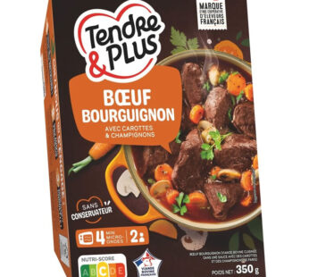 TENDRE & PLUS – Bœuf bourguignon avec carottes et champignons 350 g