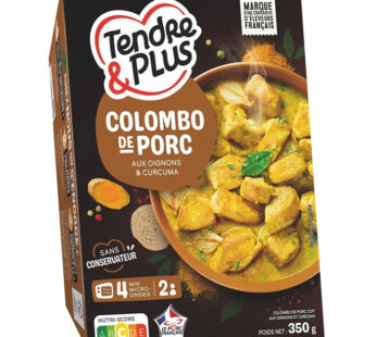 TENDRE & PLUS – Colombo de porc aux oignons et curcuma 350 g